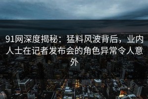 91网深度揭秘：猛料风波背后，业内人士在记者发布会的角色异常令人意外