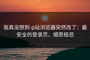 我真没想到-p站浏览器突然改了：最安全的登录页，细思极恐