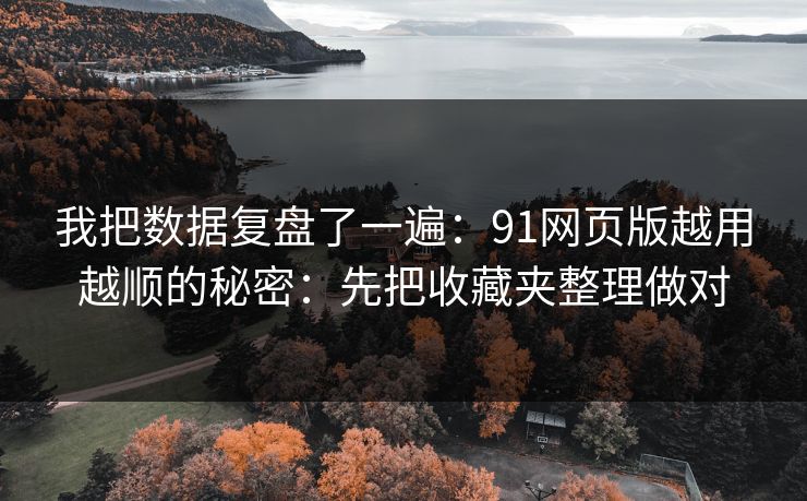 我把数据复盘了一遍：91网页版越用越顺的秘密：先把收藏夹整理做对