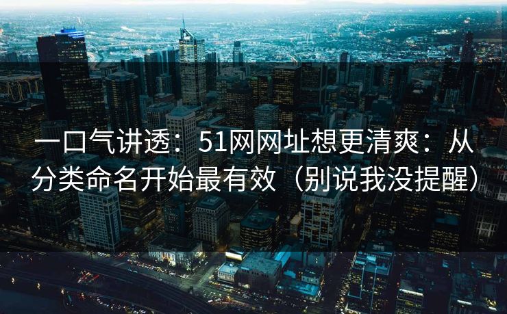 一口气讲透：51网网址想更清爽：从分类命名开始最有效（别说我没提醒）