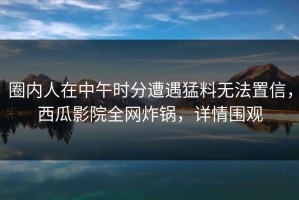 圈内人在中午时分遭遇猛料无法置信，西瓜影院全网炸锅，详情围观