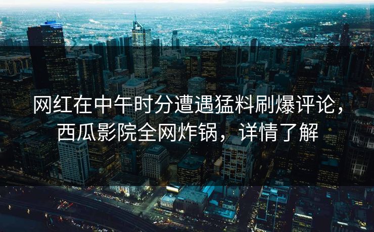 网红在中午时分遭遇猛料刷爆评论，西瓜影院全网炸锅，详情了解